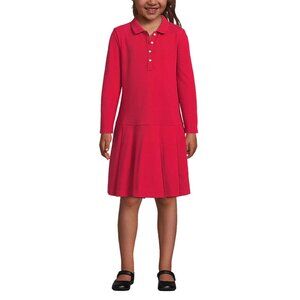 Lands' End School Uniform Girls L/Sleeve Mesh Polo Dress at the Knee, NWT